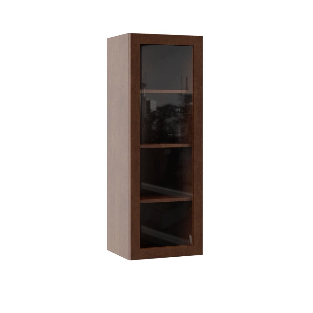 Hampton Bay Designer Series Soleste Assembled 15x42x12 In Wall Kitchen Cabinet With Glass Door Spice