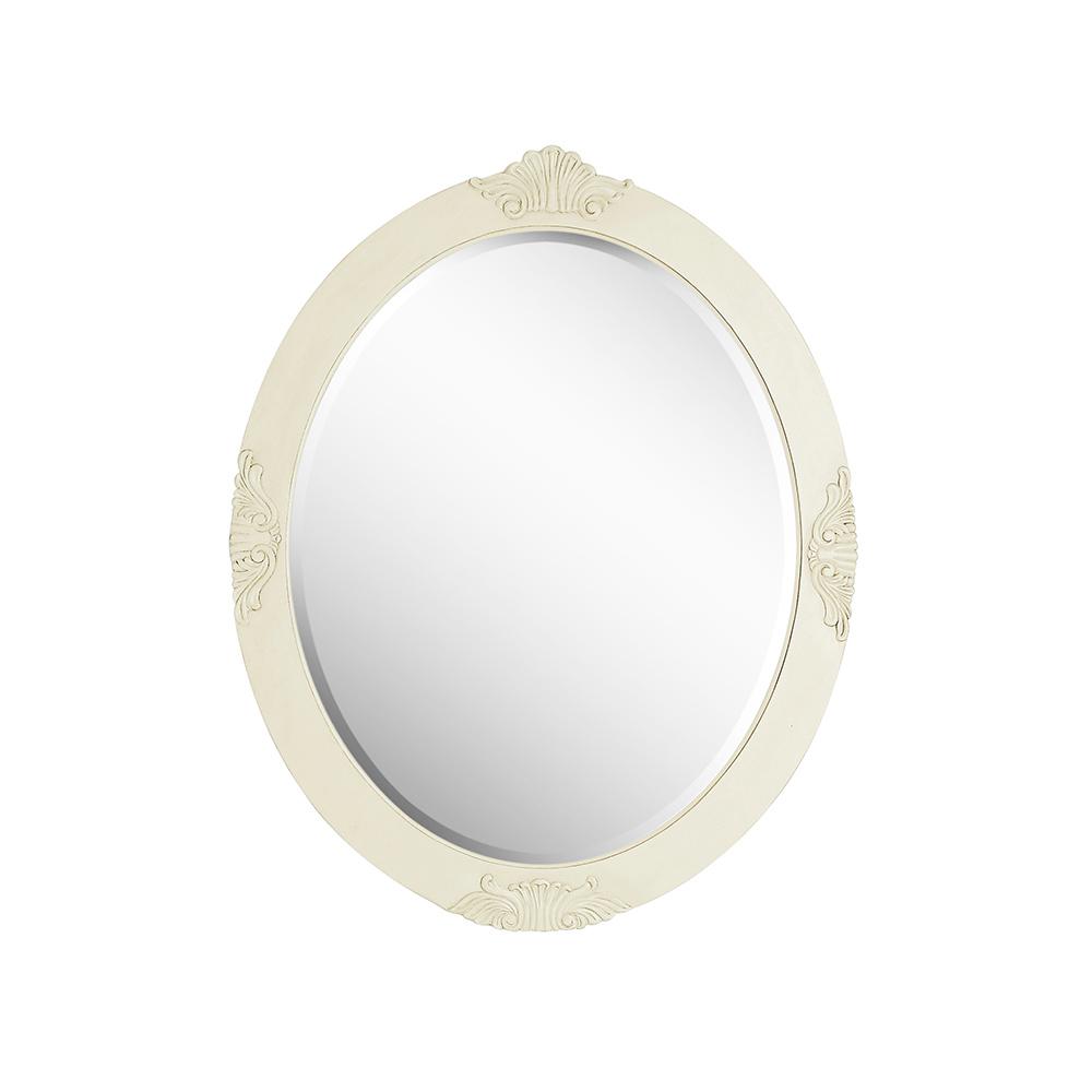 Oval Framed Special Values Vanity Mirrors Bathroom Single Framed Wall Mount Mirror In Antique White