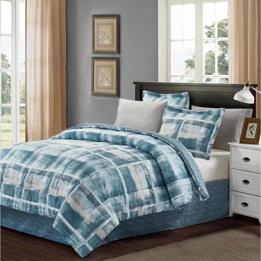 Brown Grey Kelsey 6 Piece Aqua Twin Comforter Set Bg16klcr1 The Home Depot