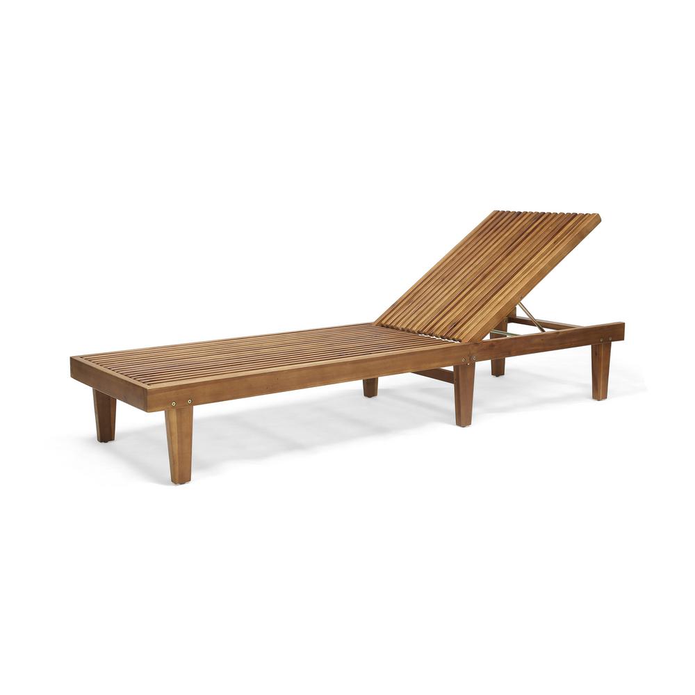 Noble House Nadine Teak Brown Wood Outdoor Chaise Lounge 67272 The Home Depot