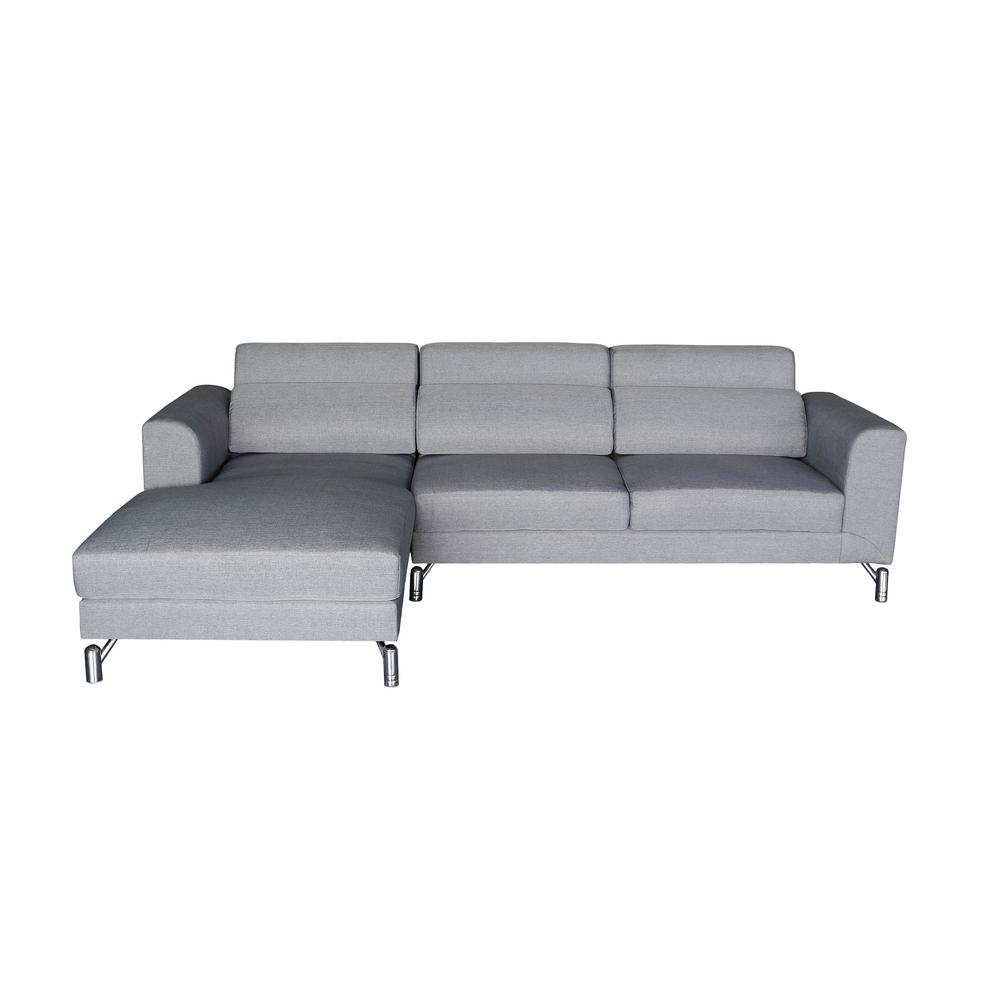 Aria Grey Modern Fabric Upholstered 2 Piece Left Facing Sectional Sofa