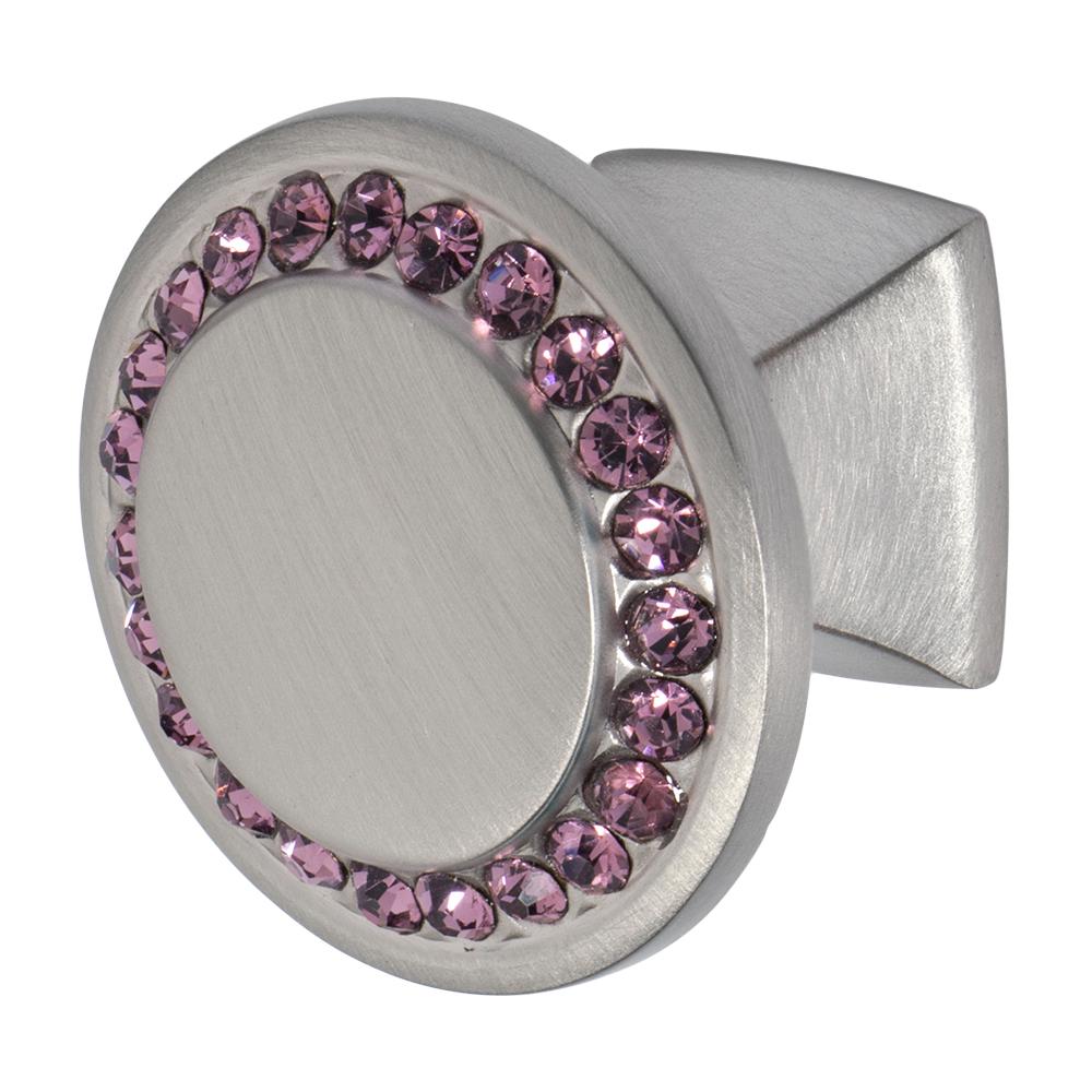 Wisdom Stone Isabel 1 1 4 In Satin Nickel With Purple Crystal