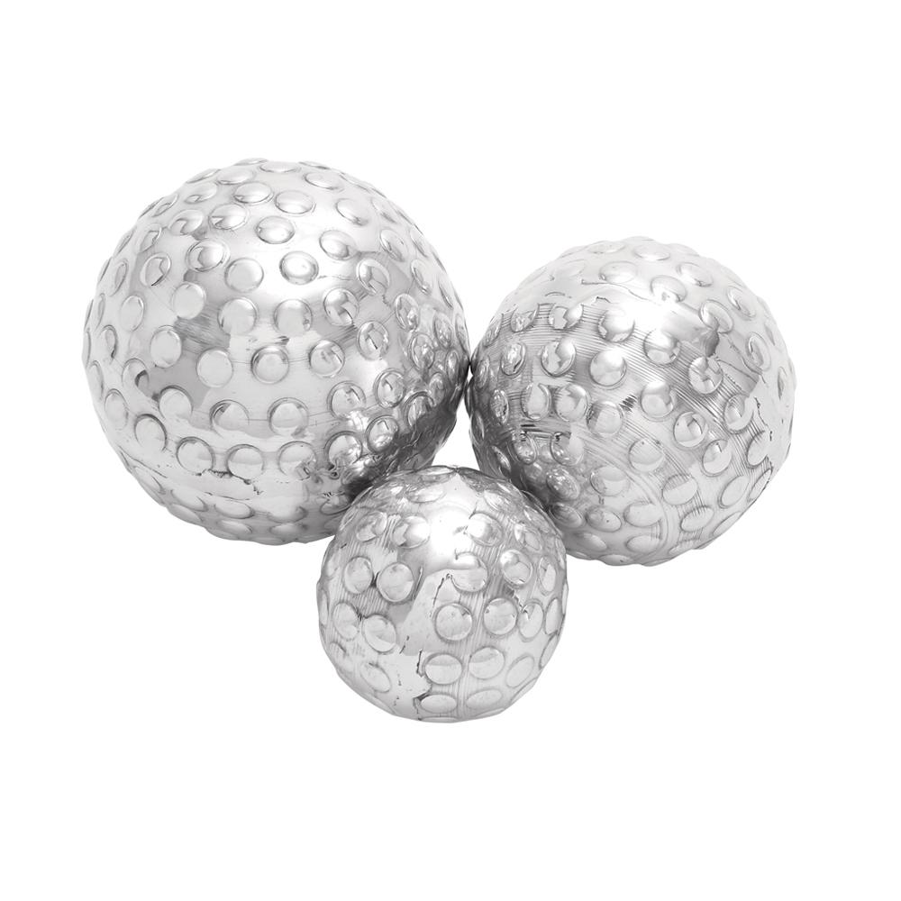 Litton Lane Silver Aluminum Decorative Balls With Raised Bumps