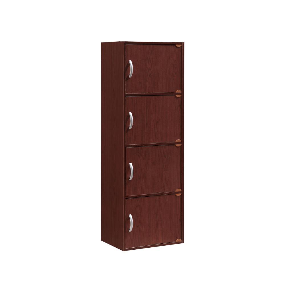 Hodedah 4 Shelf 47 In H Mahogany Bookcase With Doors Hid4