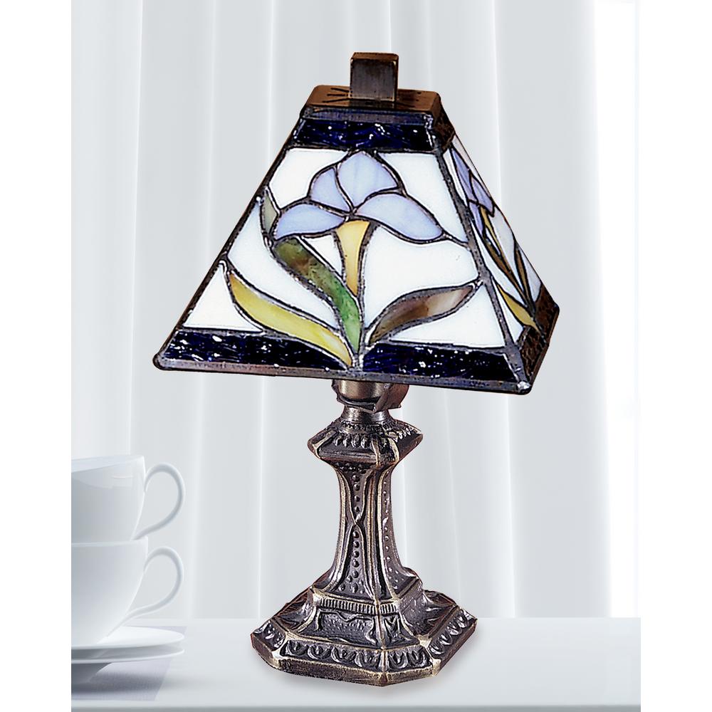 Dale Tiffany 11 In Antique Brass Mini Accent Lamp With Tiffany