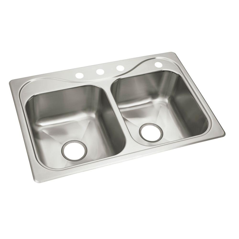 STERLING Southhaven Dropin Stainless Steel 33 in. 4Hole Double Bowl