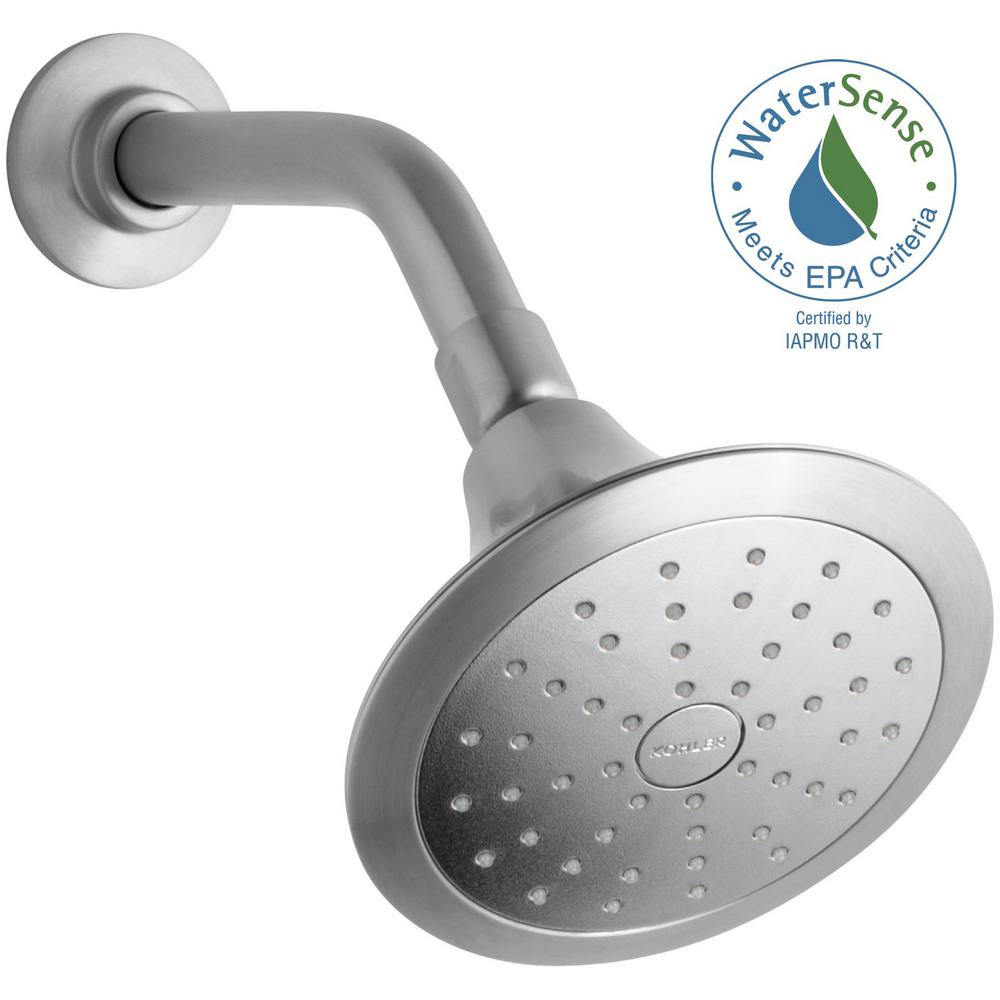 KOHLER Forte 1Spray Single Function 5.5 in. Raincan Showerhead in Brushed ChromeK10327G