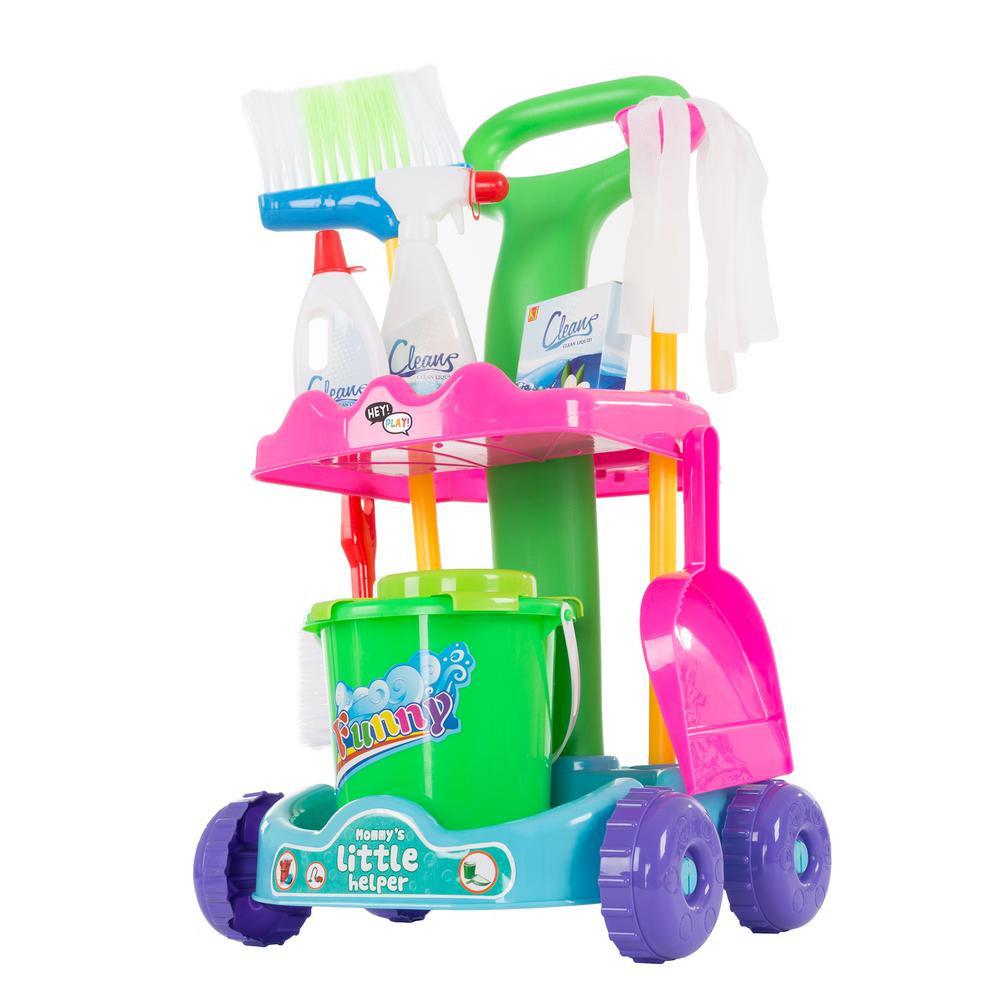 Hey! Play! Pretend Play Cleaning Set and Caddy on WheelsHW3300001