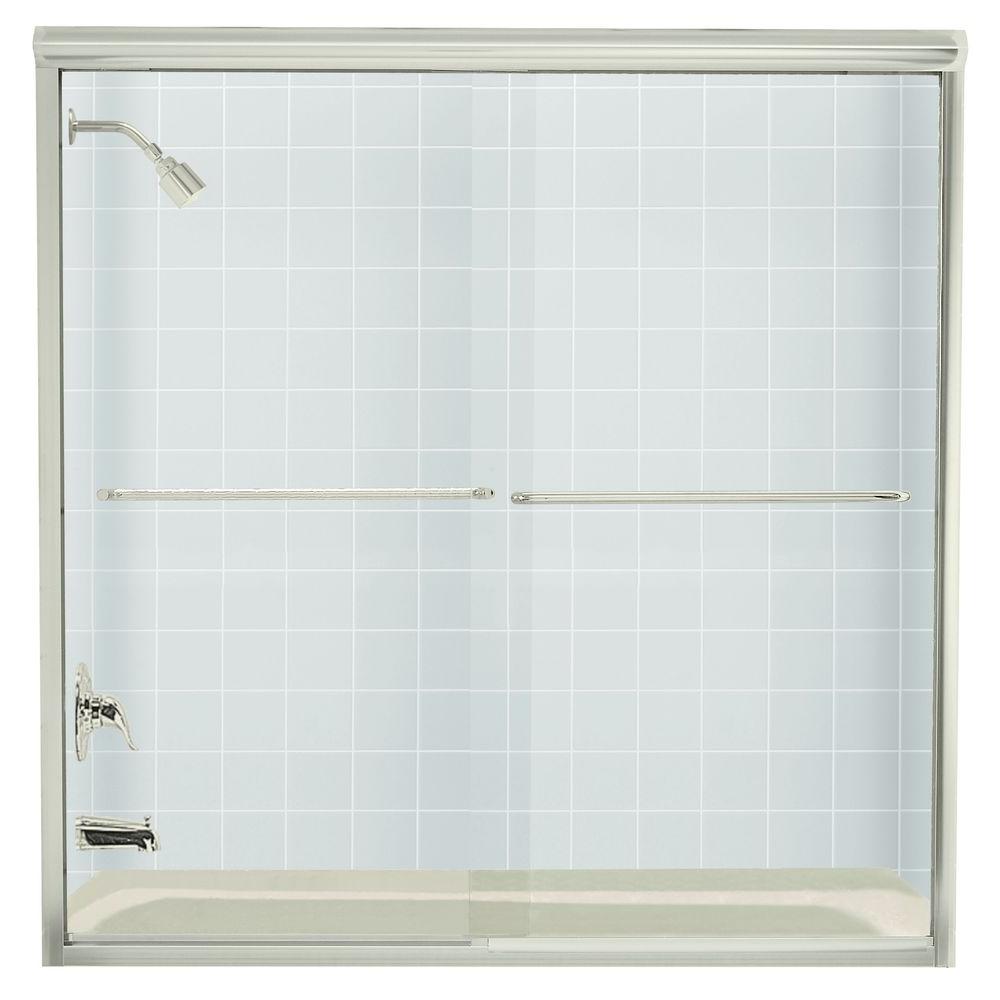 Sterling Meritor 54 375 In To 59 375 In W Frameless Anodized Deep Bronze Sliding Shower Door In The Shower Doors Department At Lowes Com