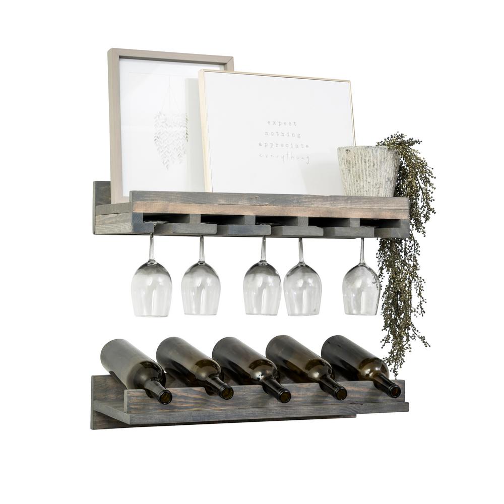 Del Hutson Designs Rustic Luxe 5 Bottle Gray Wood Wall Mounted