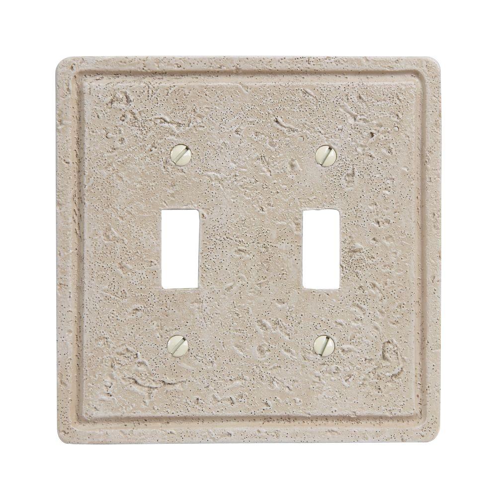 Amerelle Faux Stone 2 Toggle Wall Plate Toasted Almond8347TT The