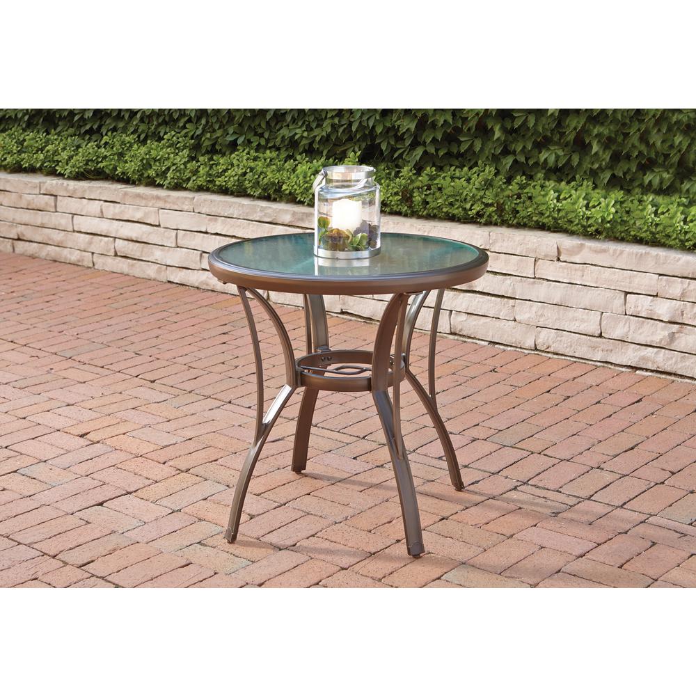 Hampton Bay Commercial Grade Aluminum Brown Round Outdoor Patio Bistro