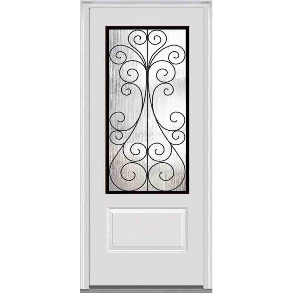 MMI Door 37.5 In. X 81.75 In. Camelia Decorative Glass 3/4 Lite Painted ...