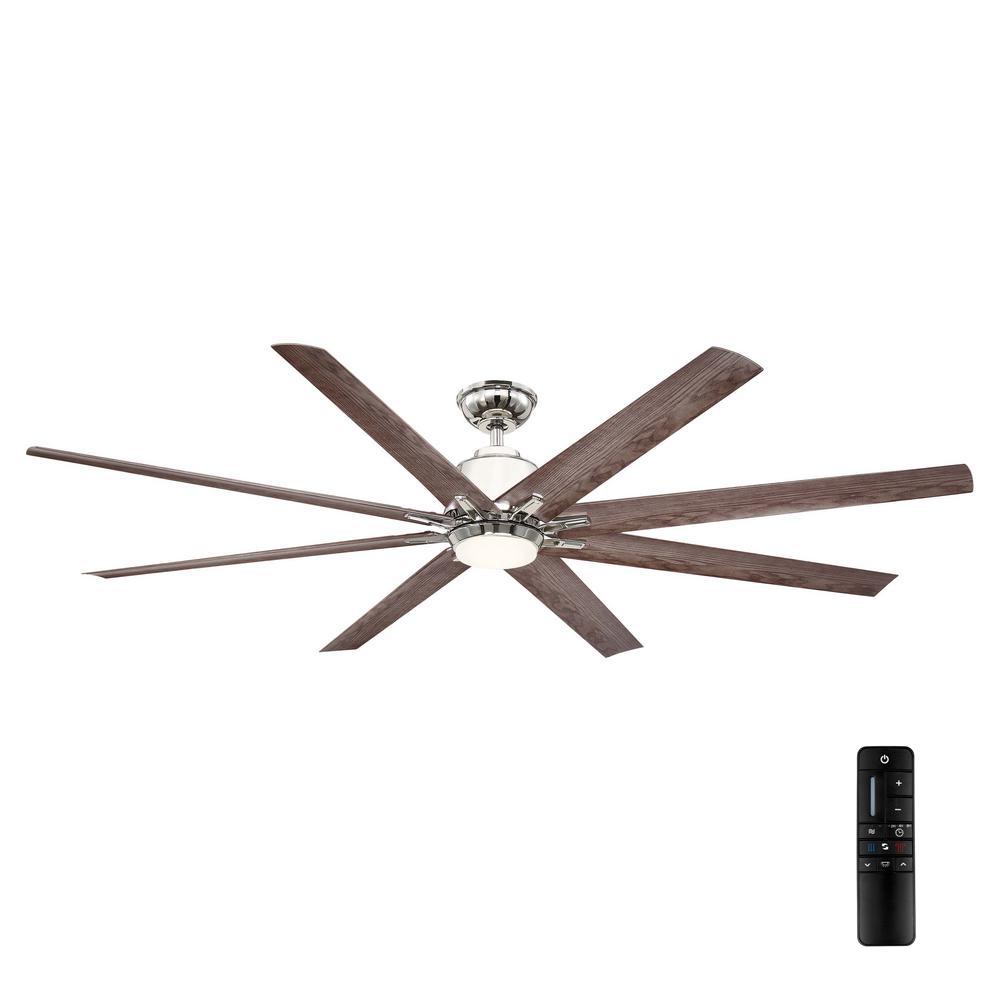 Kensgrove 72 In Led Indoor Outdoor Polished Nickel Ceiling Fan With Remote Control