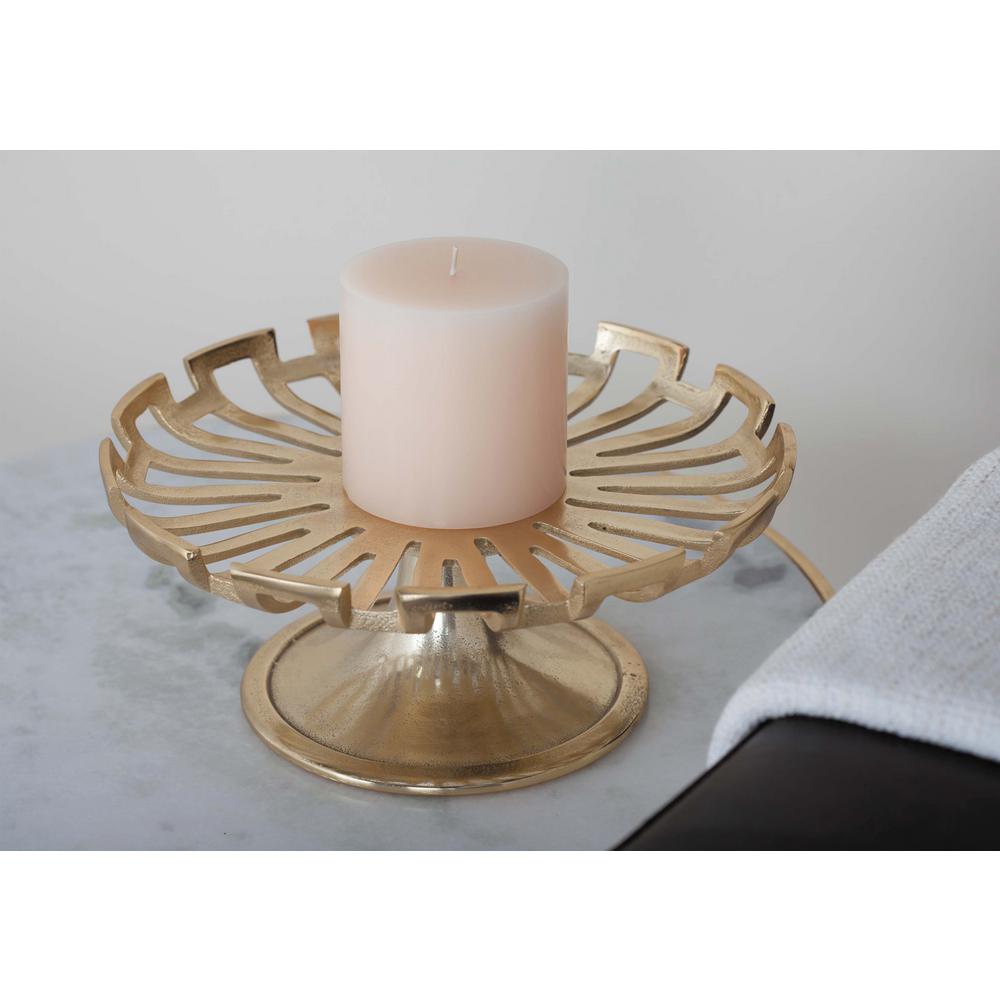 ( Case of 2 Piece) Decmode Glam 5 x 12 inch gold aluminum round cake stand with geometric pattern cutouts, Silver 