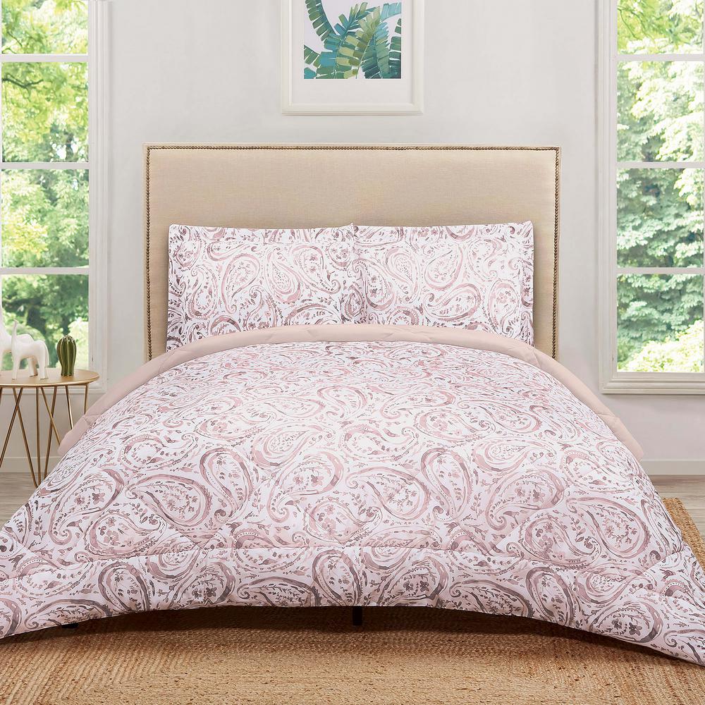 Truly Soft Watercolor Paisley Blush Pink Twin Extra Long Comforter Truly Soft Watercolor Paisley Blush Pink Twin Extra Long Comforter Set
