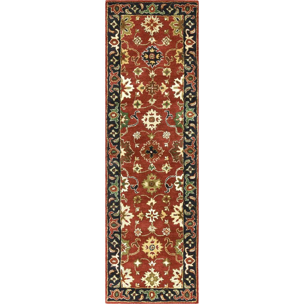 Rizzy Home Talbot Collection Wool Area Rug 5' x 8' Red/Beige 