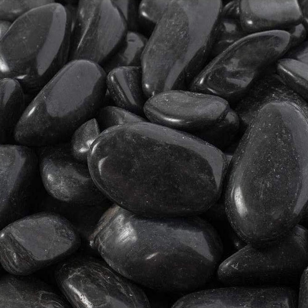 black polished pebbles bulk bag