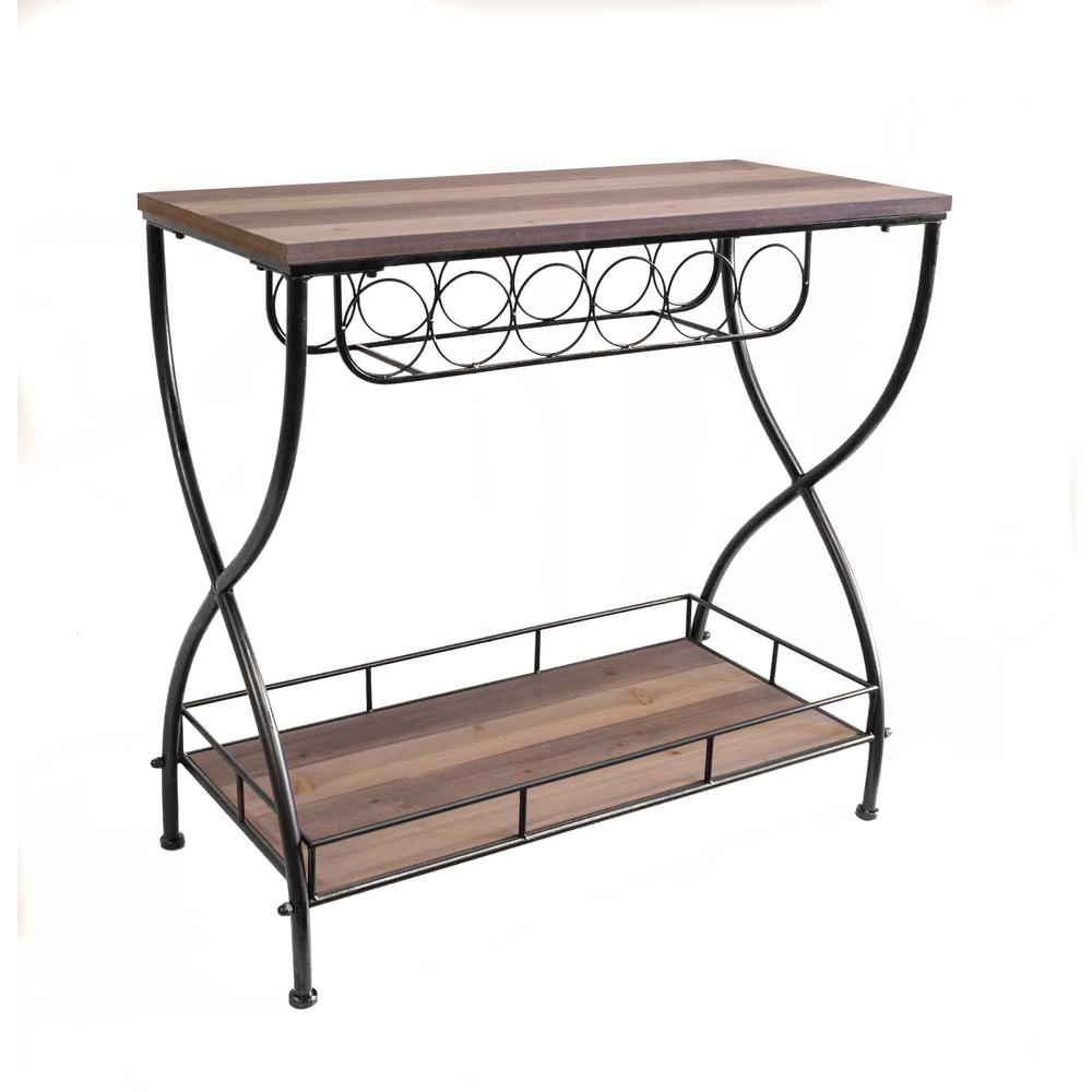 Rustic Barn Wood Metal And Wine Rack Sofa Table