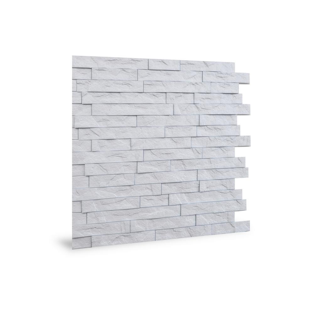 Innovera Decor By Palram 24 X 24 Ledge Stone Pvc Seamless 3d Wall Panels In White 6 Pieces The Home Depot