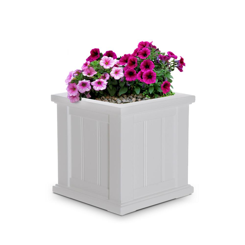 Mayne Cape Cod 14 in. Square White Plastic Planter-4836-W 