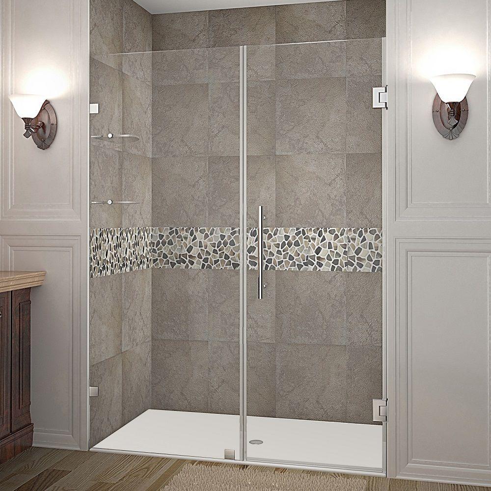 Aston Nautis GS 53 in. x 72 in. Frameless Hinged Shower Door in