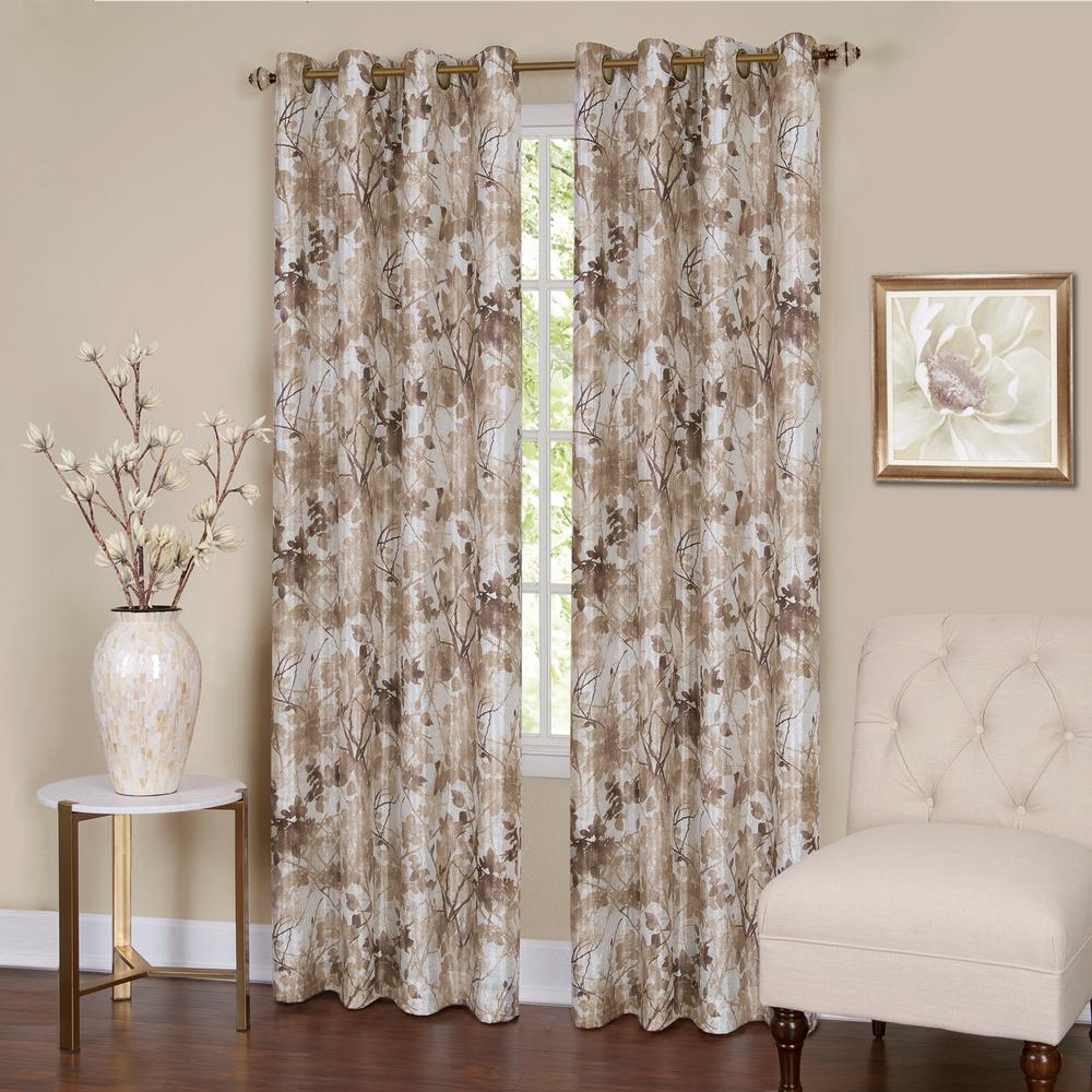 Achim Tranquil 63 in. L Grommet Window Curtain Panel in Tan Lined