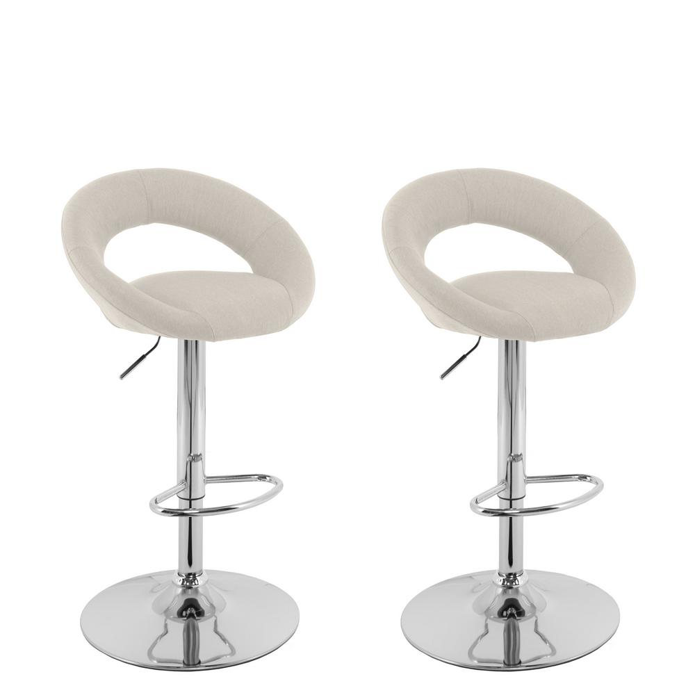 Corliving Adjule Height Oatmeal Round Open Back Fabric Bar Stool Corliving Adjule Height Oatmeal Round Open Back Fabric Bar Stool Set Of 2