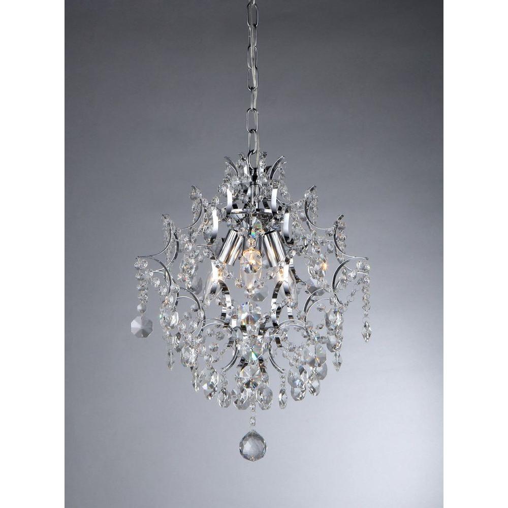 Warehouse Of Tiffany Ellaisse 3 Light Chrome Crystal Chandelier