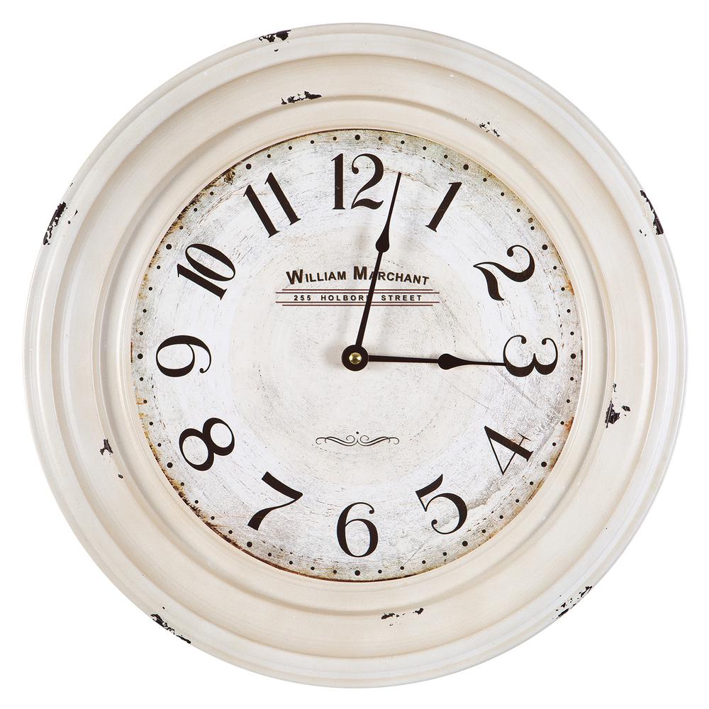 Yosemite Home Decor 16 In Circular Iron Wall Clock In Distressed
