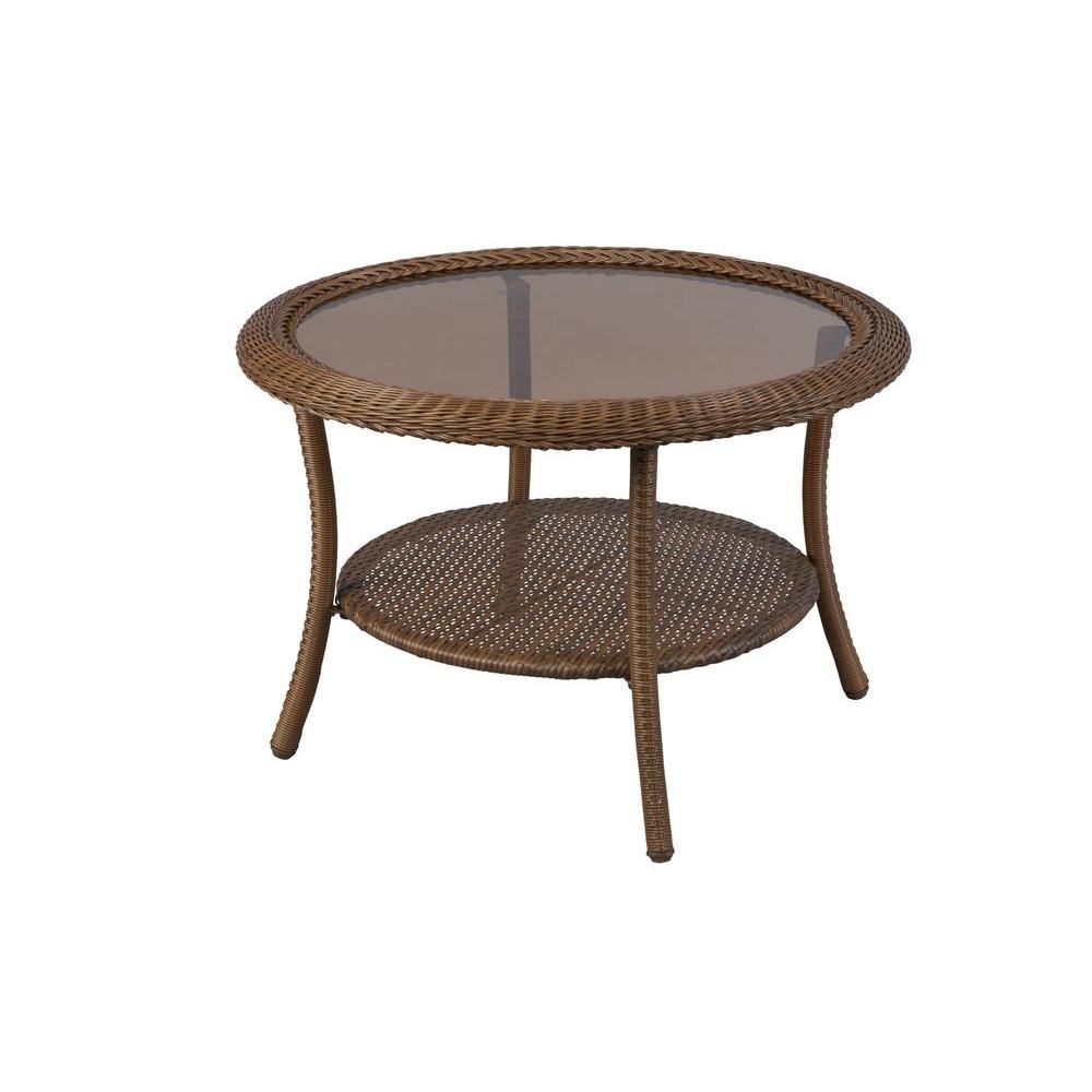Hampton Bay Spring Haven 30 inch Brown All-Weather Wicker Round Outdoor Patio... by Hampton Bay