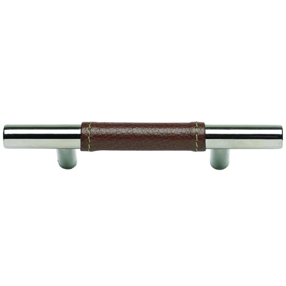 Clearance 3 Drawer Pulls Cabinet Hardware The Home Depot Polished Chrome Zanzibar Leather Cabinet Center To Pull