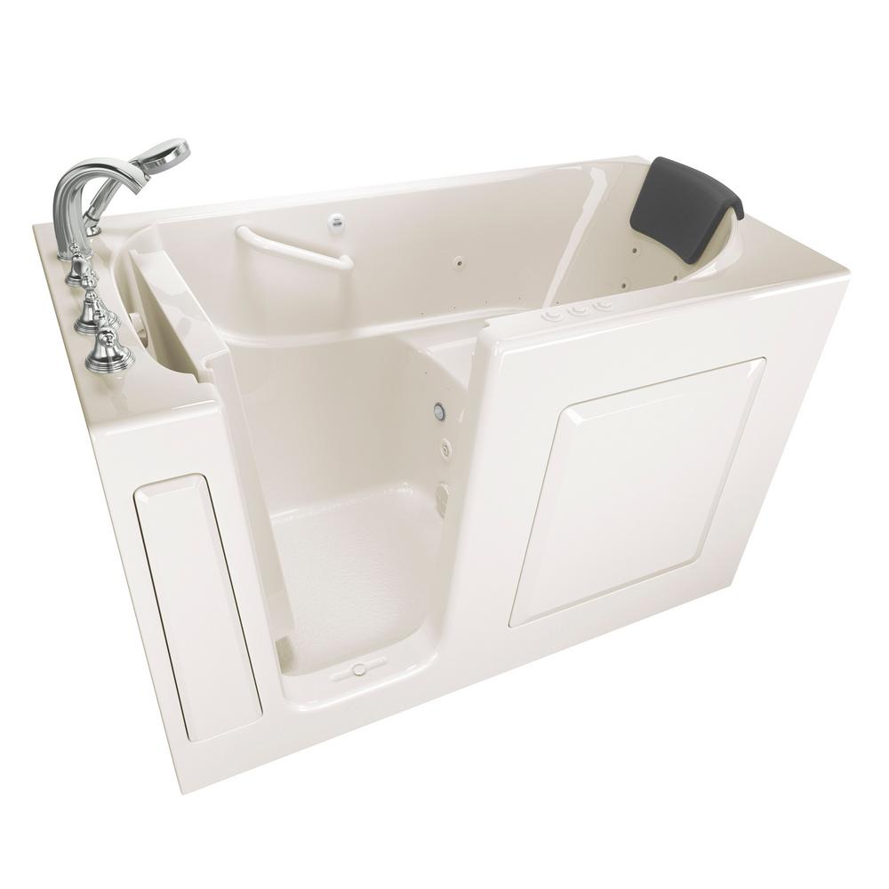 American Standard Gelcoat Premium Series 60 in. Left Hand Walk-In Whirlpool and Air Bathtub in Linen For Sale