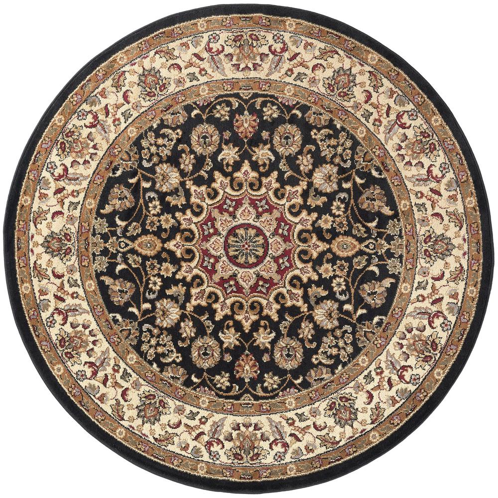 Tayse Rugs Elegance Black 7 ft. 10 in. x 7 ft. 10 in. Round Indoor Area ...