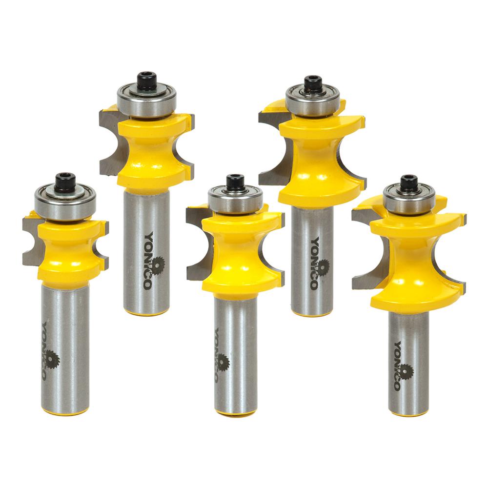 Yonico Bullnose 1/2 in. Shank Carbide Tipped Router Bit Set (5Piece