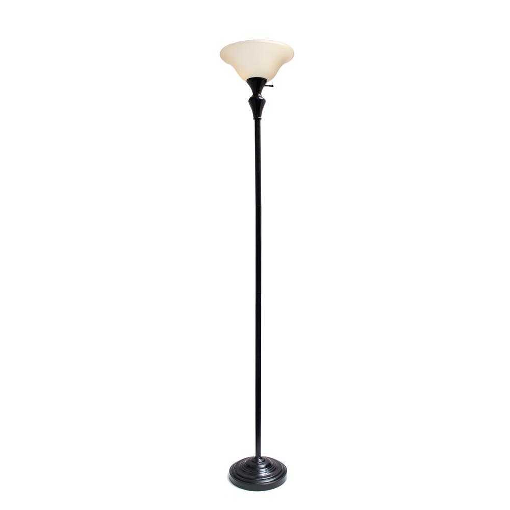 Elegant Designs 71 In Restoration Bronze 1 Light Torchiere Floor Restoration Bronze 1 Light Torchiere Floor Lamp With Frosted Plastic