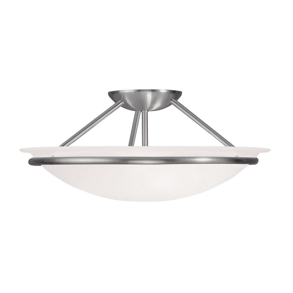 Livex Lighting Providence 3Light Ceiling Brushed Nickel Incandescent