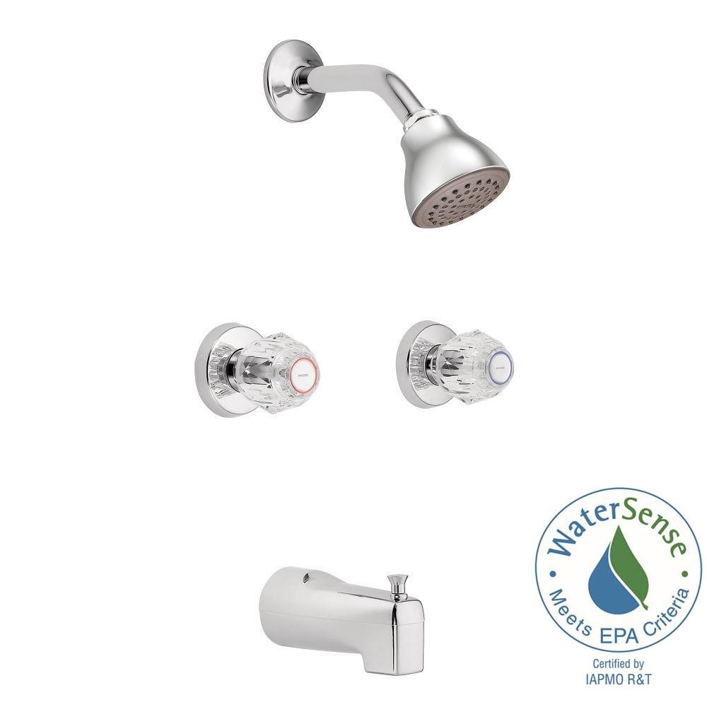 Moen Chateau 2 Handle 1 Spray Tub And Shower Faucet With Valve In