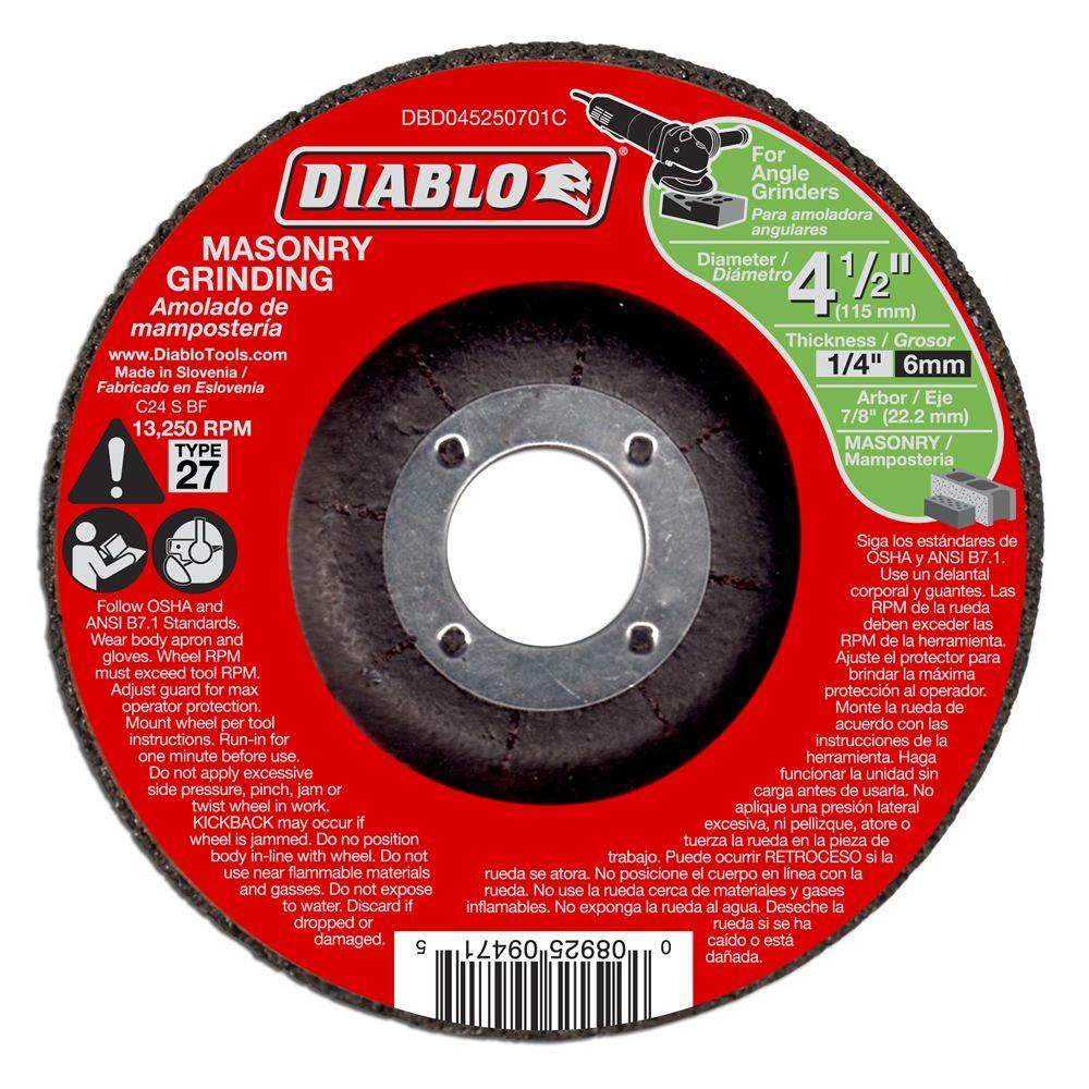 Diablo 41/2 in. x 1/4 in. x 7/8 in. Masonry Grinding Disc with Type 27