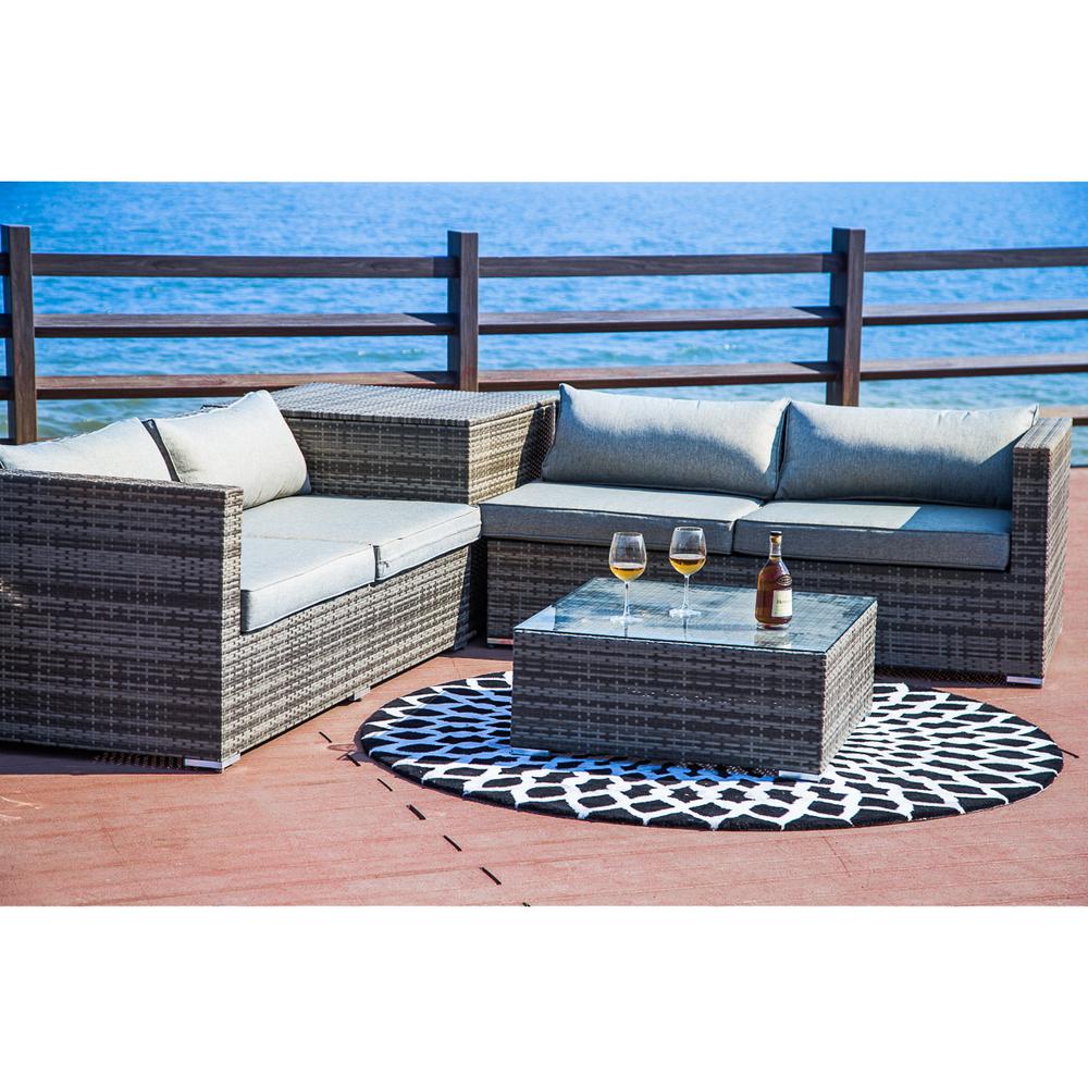 Sectional Patio Conversation Sets Outdoor Lounge Furniture The 4 Piece Wicker Patio Deep Seating Set With Gray Cushion