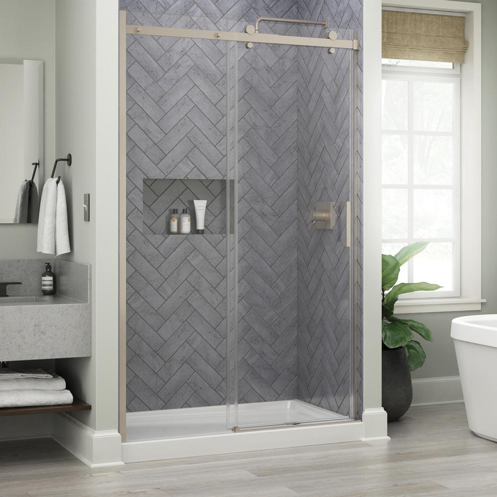 Delta Commix 48 in. x 76 in. Frameless Sliding Shower Door in Nickel with 5/16 in. (8 mm) Clear