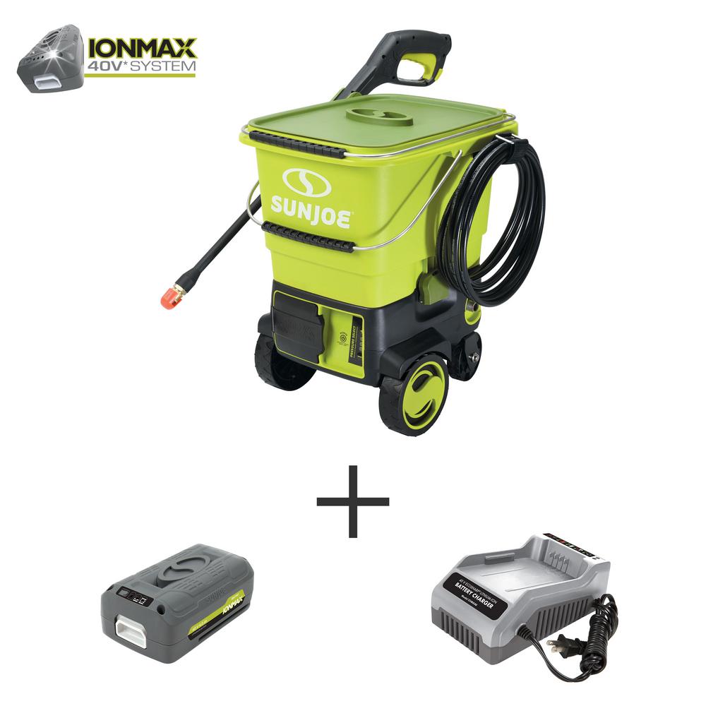 Sun Joe Ion 1160 Psi 079 Gpm 40 Volt 40 Ah Cordless Battery Powered Pressure Washer