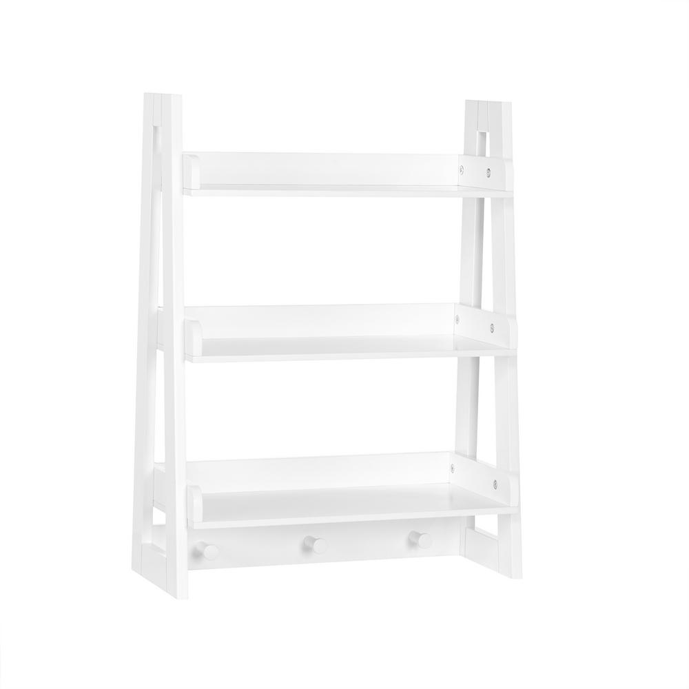 Riverridge Home Amery Collection 19 81 In W Wall Shelf With Hooks White 06 096 The Home Depot