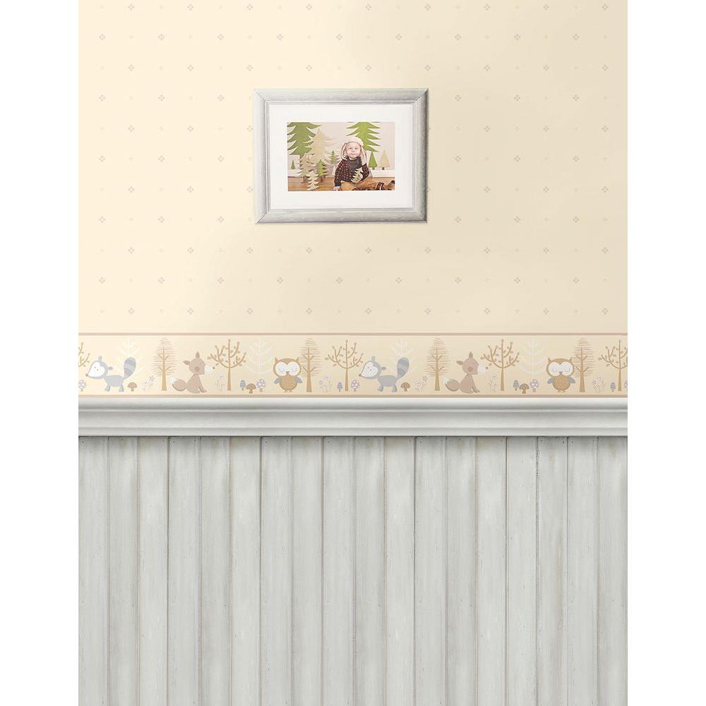 Brewster Happy Forest Friends Taupe Wallpaper Border-2679-50117 - The