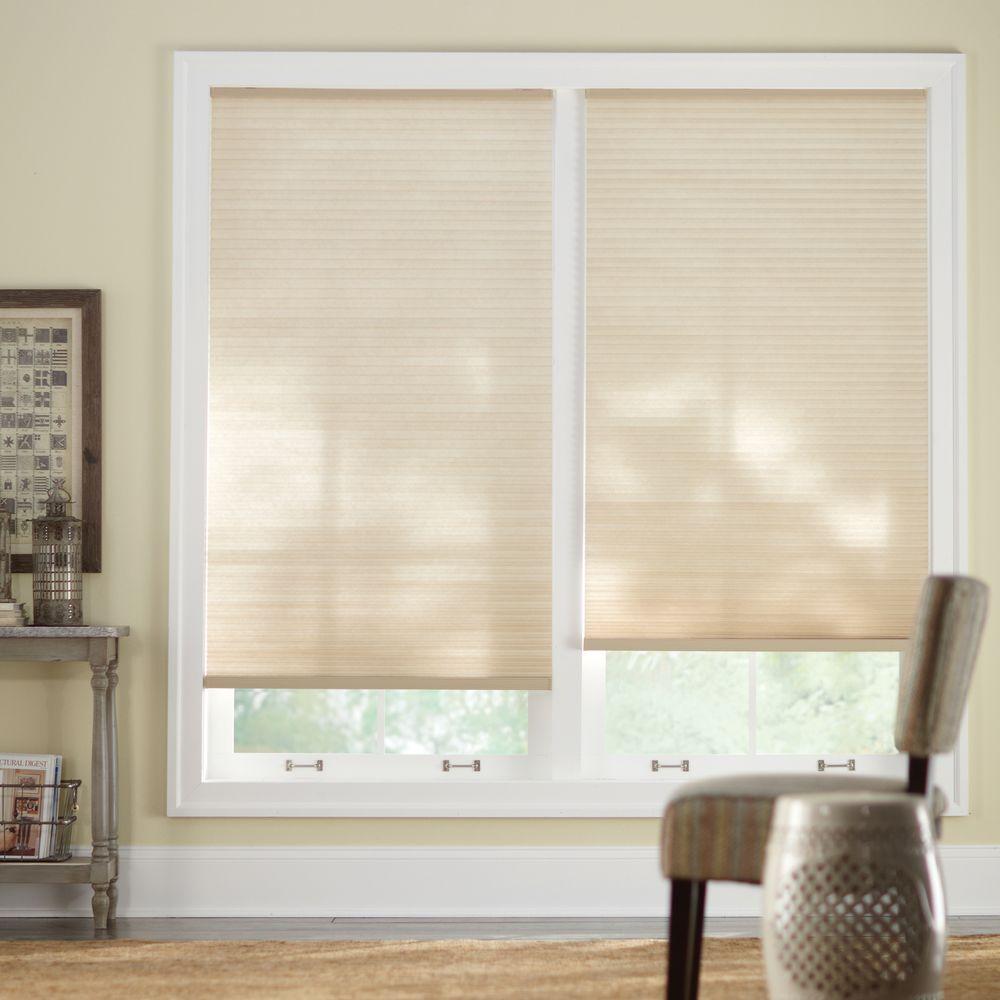 Home Decorators Collection Snow Drift 9 16 In Cordless Light Cordless Light Filtering Cellular Shade 35 In W X 72 L Actual Size 34 625