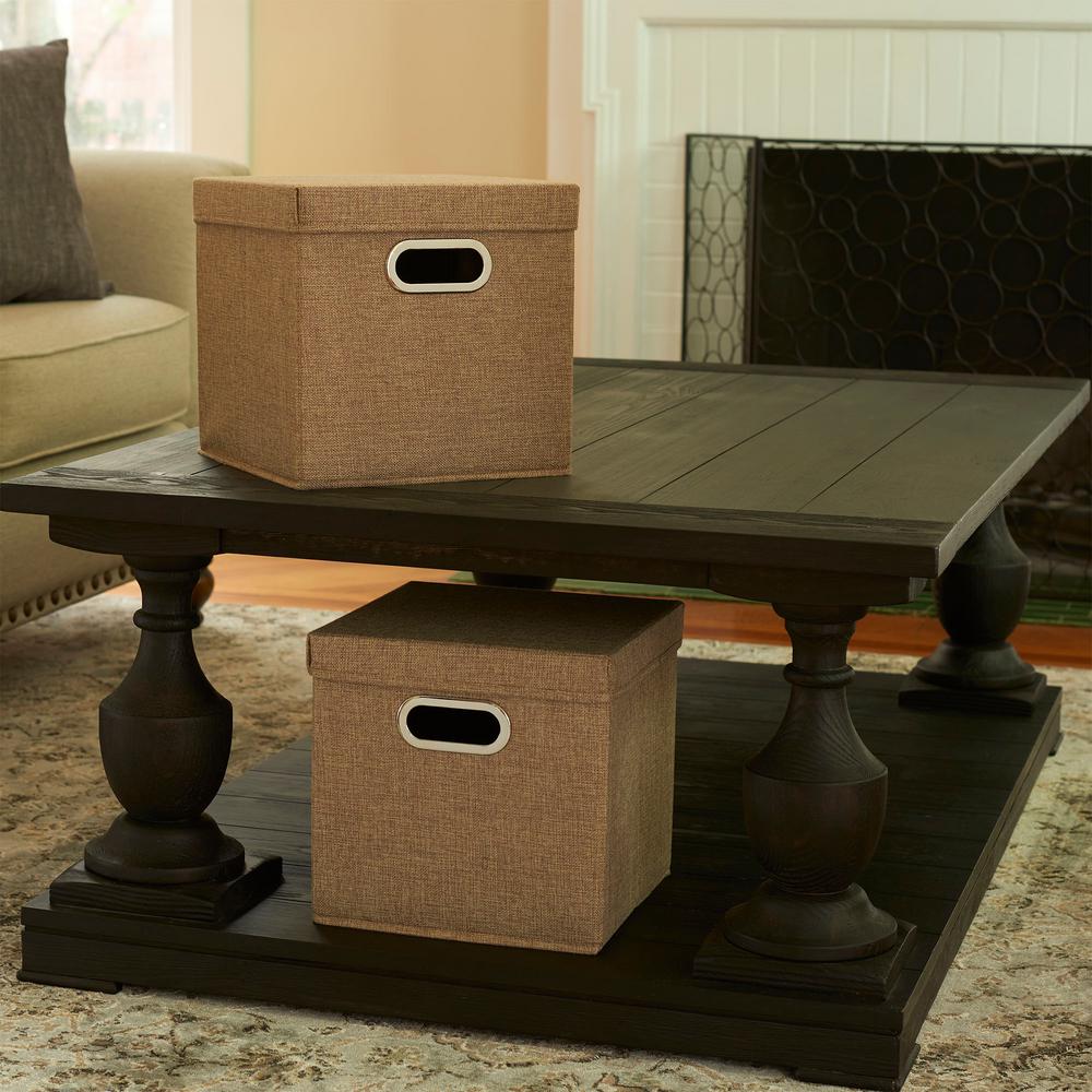 Household Essentials 11 in. x 11 in. Caf Linen Bin Set (2Pack)8021