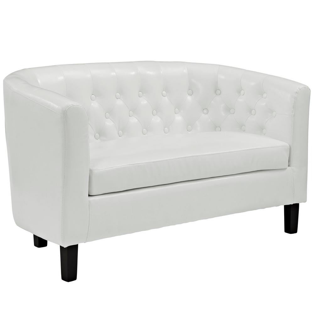 White Faux Leather Sofas Loveseats Living Room Furniture Prospect White Upholstered Vinyl Loveseat