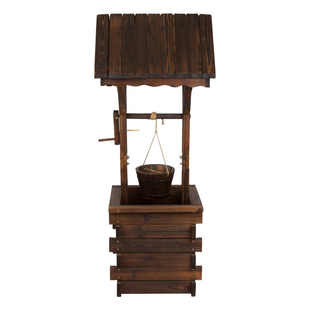 Shine Company Burnt Brown Decorative Wood Wishing Well