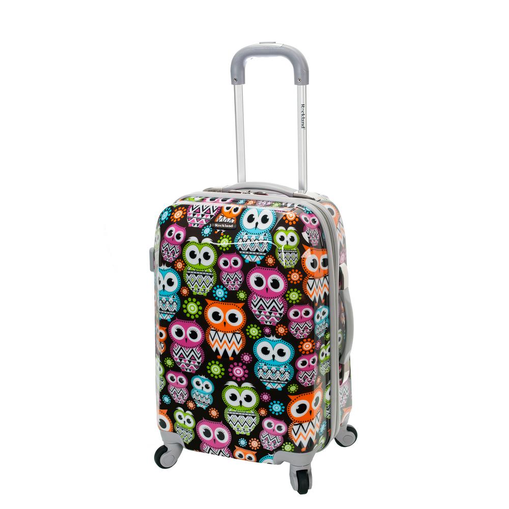 owl print suitcase