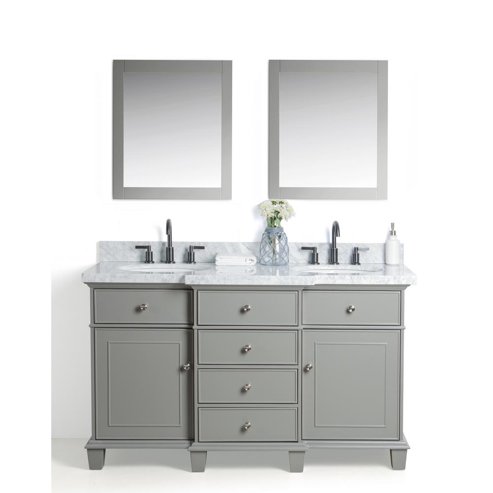 Legion Furniture 60 In W X 22 D Vanity Gray With Cararra Legion Furniture 60 In W X 22 D Vanity Gray With Cararra Marble Top White And Basin Mirror